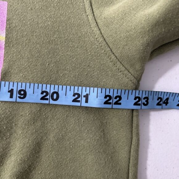 Nirvana Sweatshirt Womens S‎ Petite Green Crew Neck Graphic Smile Overdyed Y2K - Picture 6 of 8